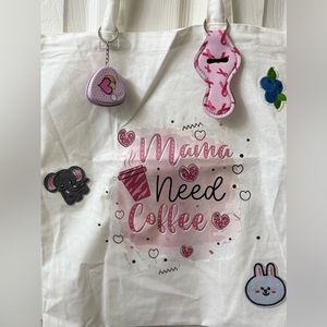 Mama needs coffee handmade tote bag